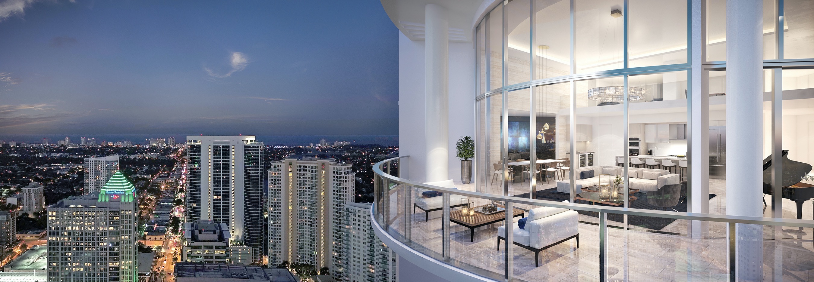 The 100 Las Olas condominium building in Fort Lauderdale, featuring modern architecture and tall structure.